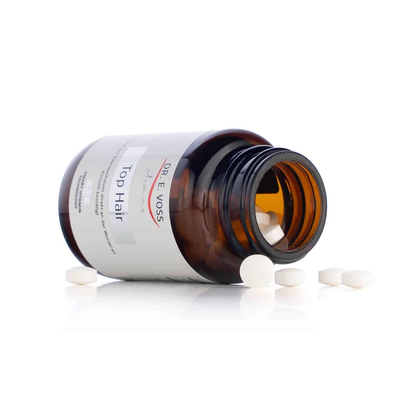 Top Hair Nahrungsergänzungsmittel für Haare Das Produkt Top Hair von Dr. E. Voss als Nahrungsergänzungsmittel zur Unterstütung von vollerem und dichterem Haar